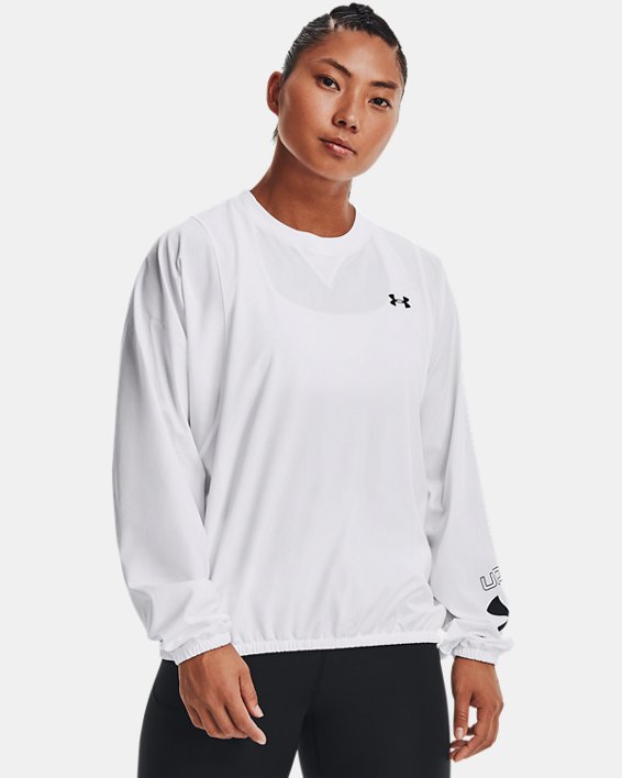 Women's UA Woven Graphic Crew in White image number 0